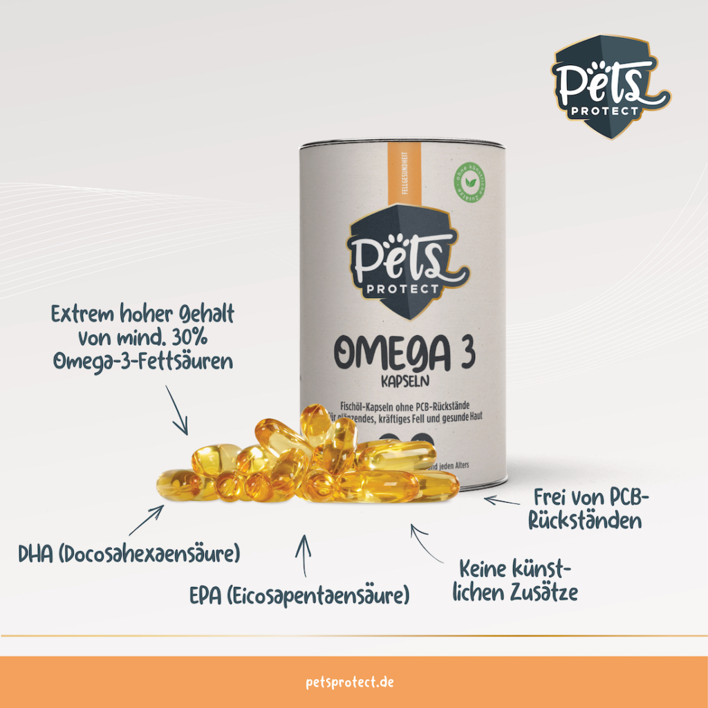 Omega3 Fischöl Kapseln für Hunde &amp; Katzen Pets Protect